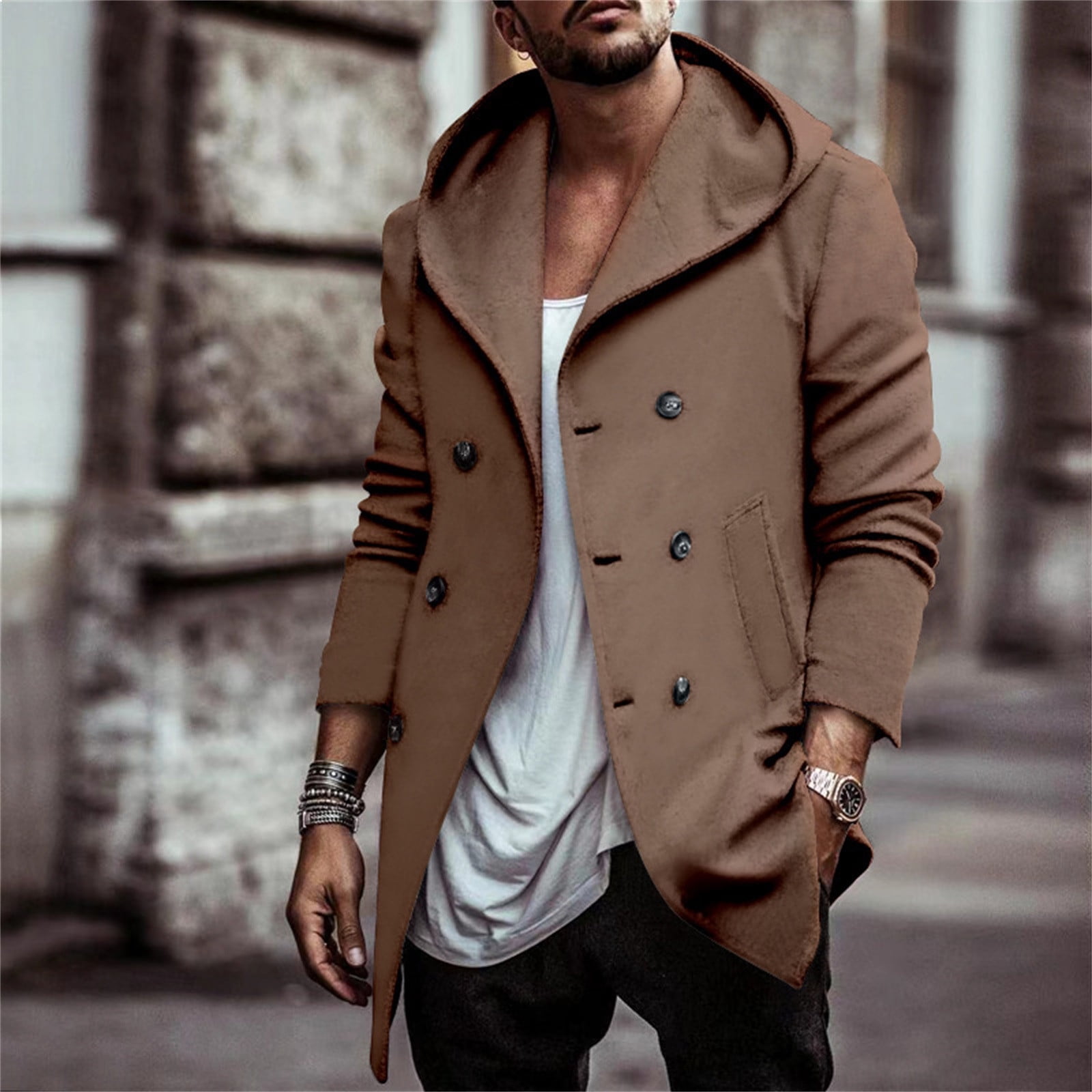 Trench Pour Homme En Laine - Manteau D'hiver Long, Coupe Ajustée, Idéal Automne/hiver - Style élégant