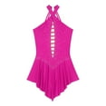 thumbnail image 5 of TiaoBug Women Sleeveless Lyrical Dance Dress Shiny Rhinestone Figure Ice Skating Skirted Leotard Hot Pink XL, 5 of 7