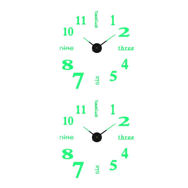 Moyic Reloj de pared luminoso 3D sin marco, relojes digitales DIY, calcomanías modernas de cuarzo silencioso, sala de estar, dormitorio, Tipo 6 2Conjunto