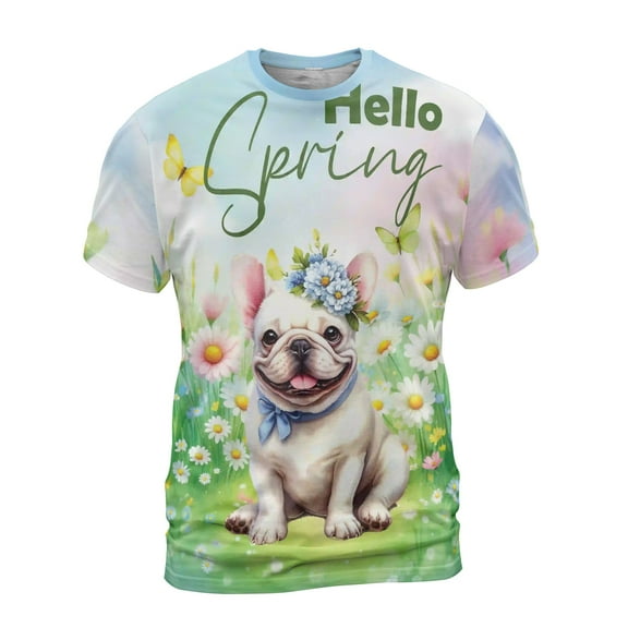 French Bulldog Hello Spring Time Flower Floral Nature All Over Print 3D Shirt Unisex Merch Dog Lover Gifts - 02031