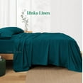 thumbnail image 2 of Egyptian Cotton Sheets Small Double (48" x 75") Size Sheet Set, 4-PCs Bed Sheets, Bedding Sheets & Pillowcases, Small Double Size, Fits 9-12" Deep Pocket Sheets, 600-TC Cotton Sheets, Teal, 2 of 8