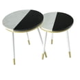 thumbnail image 3 of Taj Ensemble de 2 Tables d'Appoint Rondes avec Dessus en Marbre Noir et Blanc, 3 of 7
