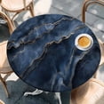 thumbnail image 3 of Abstract Marble Texture Round Fitted Table Cover Deep Blue Gold Crack Art Waterproof Table Cloth with Elastic Edge Wipeable Tablecloth for Picnic Camping Party Fits 55"-60" Diameter, 3 of 8