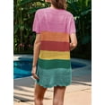 thumbnail image 5 of Swimsuit Cover Up for Women 2025 Crochet Bathing Suit Swimwear Mesh Knit Beach Dress Summer Clothes Rainbow Color L, 5 of 8