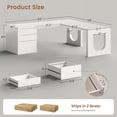 thumbnail image 2 of SEDETA 63" L Shaped Desk with 3 Wood Drawers, Modern Executive Office Desk with File Drawer, Wood Corner Computer Desk with U-Shaped Legs & Relief Texture, Home Office Desk with Power Outlet, White, 2 of 9