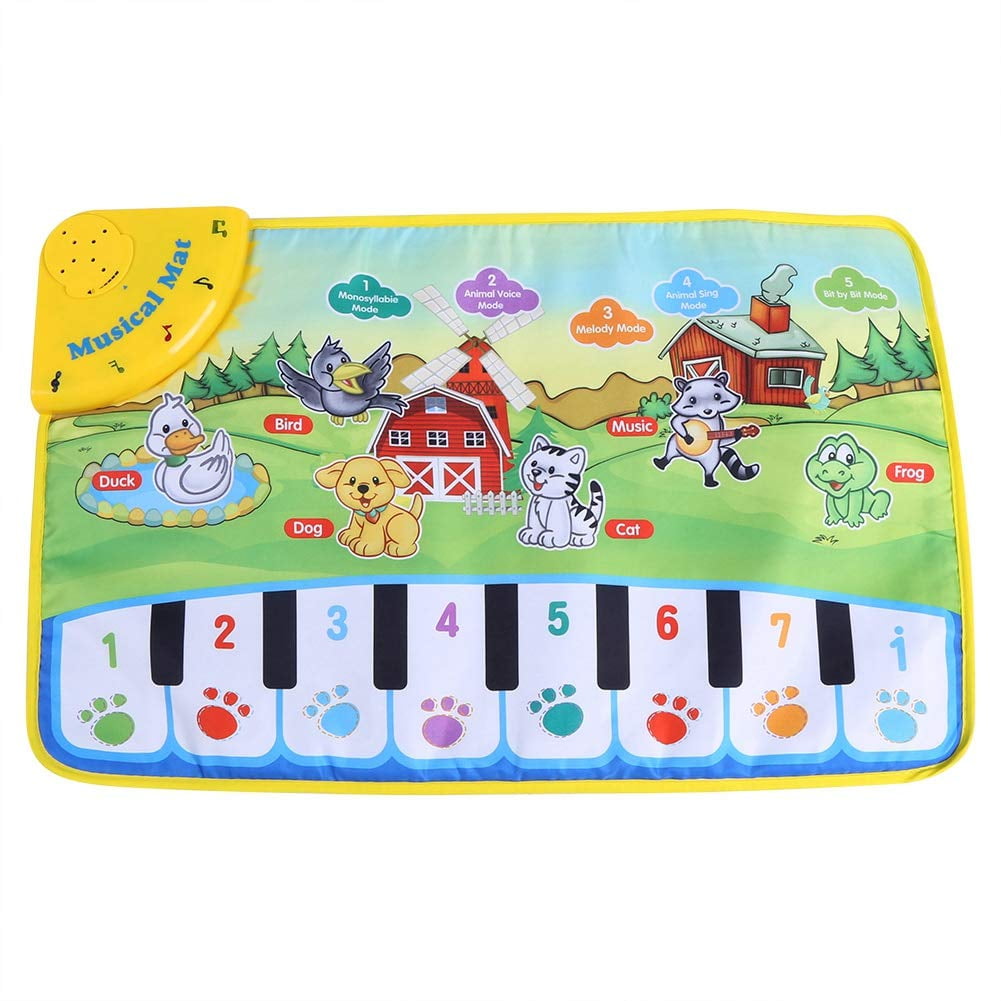 WALFRONT Baby Musical Mat Kids Piano Carpet Playmat Children Crawling Animal Blanket Educational Music Toy Birthday Christmas Easter Day Gift for Kids Boys Girls