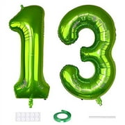 Xihuimay Number 13 Balloons 40 inch Digital Balloon Alphabet 13 Birthday Balloons Digit 13 Helium Balloons Big Balloons for Birthday Party Supplies Wedding Bachelorette Bridal Shower, Green Number 13