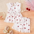 thumbnail image 2 of TOWED22 Baby Toddler Sweet 2pcs Outfits Tank Tee Sleeveless and Shorts Adorable Summer Clothing Sets Lovely(Red,12-18 M), 2 of 7