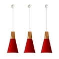 thumbnail image 1 of FSLiving H-Style Track Mount Pendant Fixture Scandinavian Style Pendant Lights for Kitchen Hanging Lamp Modern Wood and Aluminium Light Customizable,Red - 3 Lights, 1 of 6