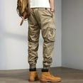 thumbnail image 4 of Vedolay Cargo Pants For Men Baggy Men's Drawstring Waist Flap Pocket Streetwear Baggy Cargo Pants Trousers,Khaki XL, 4 of 5