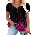 thumbnail image 4 of CHOK Hauts d'Été à Manches Courtes pour Femmes Tunique Décontractée Imprimée Florale Col en V Mignon T-Shirts Fluides Blouse, 4 of 6