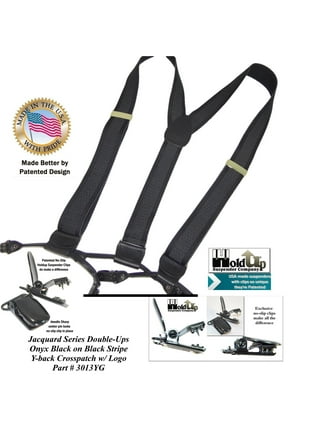 Holdup XL Black Industrial Series Non-elastic Suspenders with No-slip Jumbo  Silver Clips