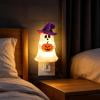 Halloween Ghost Night Light, Plug-in LED Wall Lamp with Witch Hat & Pumpkin, Cute Plastic Spooky Decor for Bedroom Hallway, Kids Gift