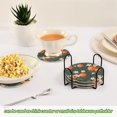 thumbnail image 5 of Yayeee 6 PCS Drink Coasters with Holder Set Woven Absorbent Round Tabletop Hot Pad, Blue Floral Oranges, 5 of 7