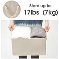 thumbnail image 3 of Set of 3 Bamboo Large Fabric Storage Baskets Organizer with Cotton Rope Handle, Collapsible Container Box for Closet Cubby Shelves -Beige, 3 of 8