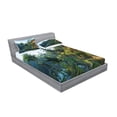 thumbnail image 2 of Ambesonne Landscape Fitted Sheet & Pillow Sham Set, Palm Trees Morning, Queen, Green, 2 of 2