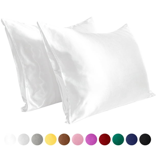 FLXXIE Silky Satin Pillowcase Set of 2 Envelope Closure, Standard, 20