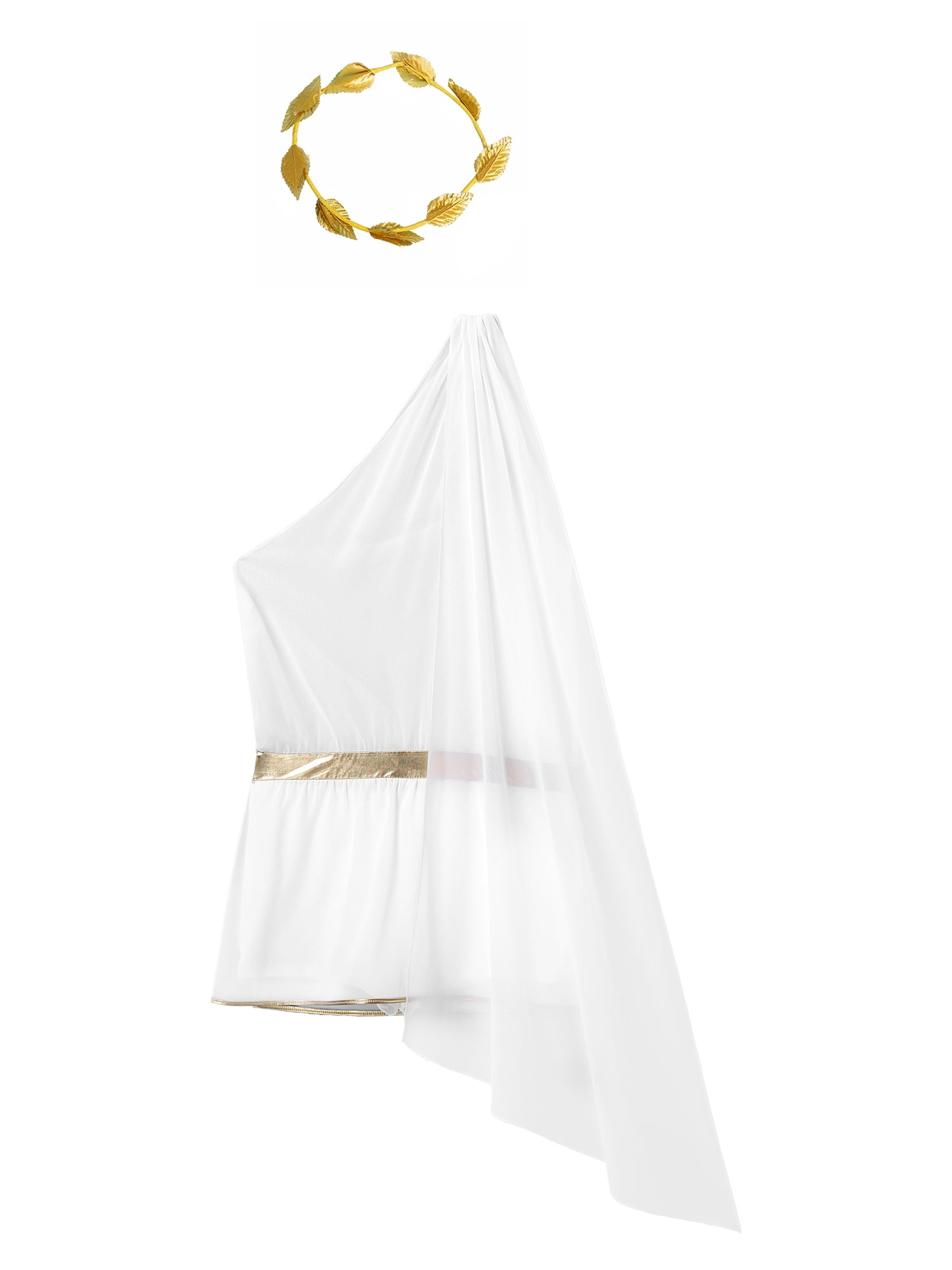Eandarui Men's Greek Toga Costume Sets Adult Classic Toga Cosplay Roman Costume with Gold Laurel White L
