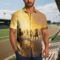 thumbnail image 2 of Mens Casual Manga Corta Botón Abajo Camisas Turndown Cuello Blusa de Impresión, Poliéster Ligero Top de la Moda para el Verano Al Aire Libre Y el Uso Diario, 2 of 6