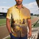 thumbnail image 2 of Mens Casual Manga Corta Botón Abajo Camisas Turndown Cuello Blusa de Impresión, Poliéster Ligero Top de la Moda para el Verano Al Aire Libre Y el Uso Diario, 2 of 6