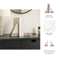 thumbnail image 6 of Decorative Two Tone Pyramid Marble Bookends - Modern Book Ends for Bookshelf Decor and Book Accessories - Versatile Decor Accent for Office, Desk Decor, and Home Library - Set of 2, 6", White & Tan, 6 of 12