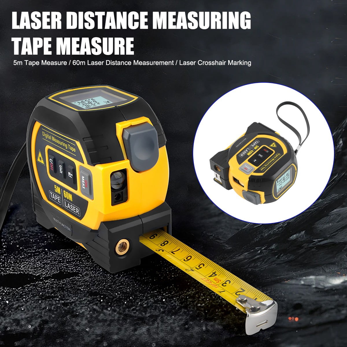 3 In 1 Laser Tape Measure Digital Tape Measure High Precision Laser Rangefinder