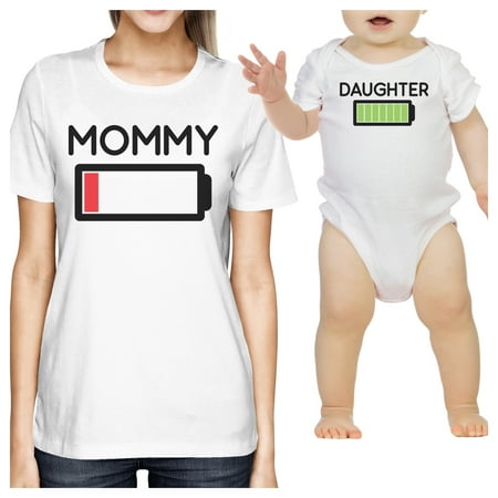 

Mommy & Daughter Battery White Mom and Daughter Couple Shirt Gifts