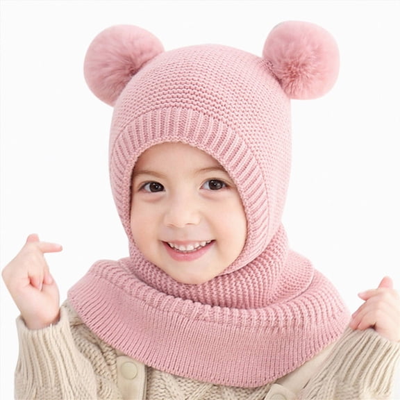 Beanie Knit Hats Toddler Baby Winter Hat Knitted Thick Warm Thermal Windproof Ski Cycling Earflap Hood Skull Caps Kids Scarf Hat