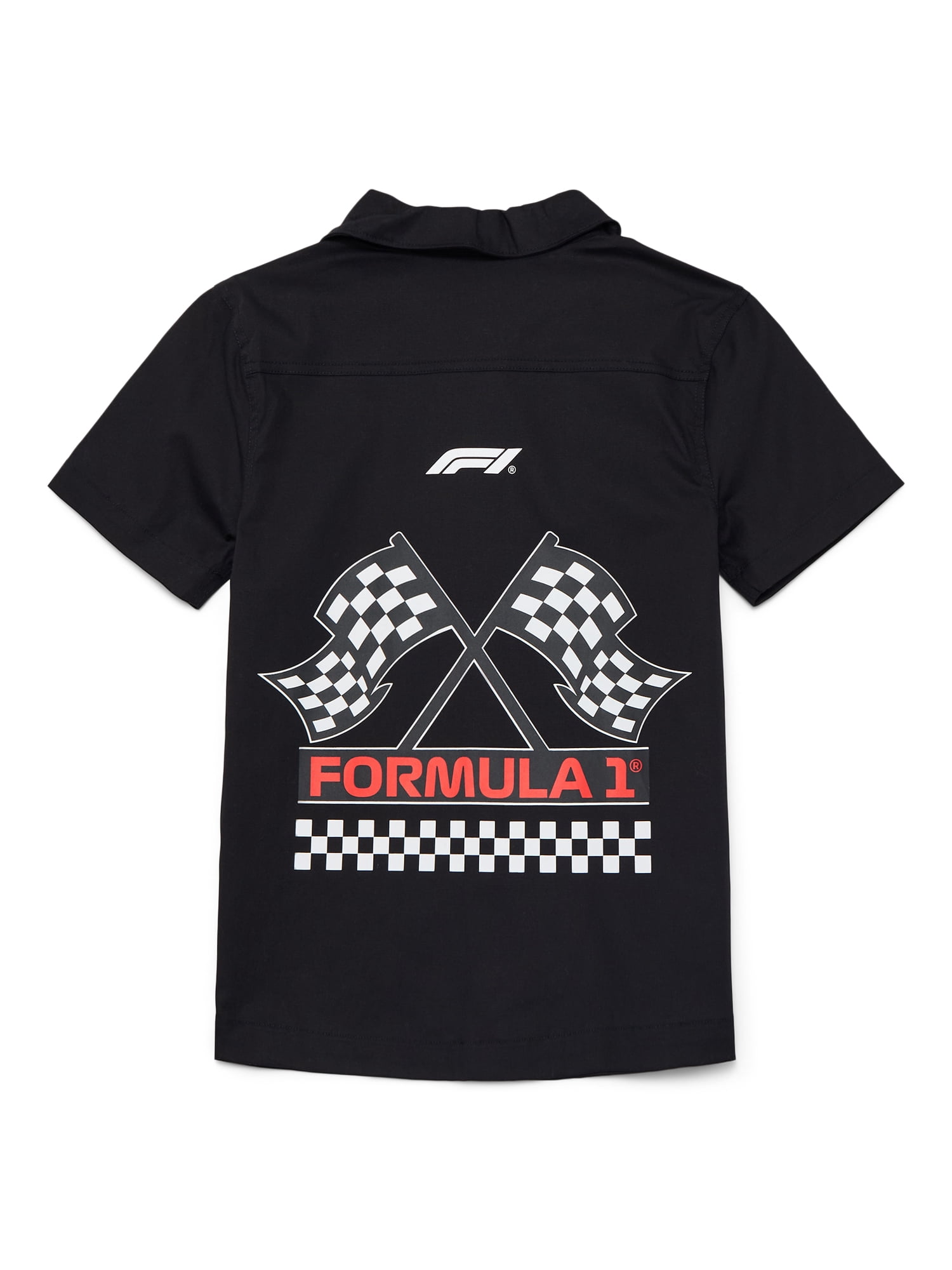 Formula 1 Racing Boys Graphic Button Up Tee with Short Sleeves, Sizes 4-18
