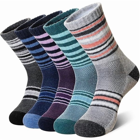 LujingZ Merino Wool Hiking Socks for Women Men Thermal Winter Warm Moisture Wicking Boot Work Cushion Gift Socks 5 Pairs