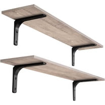 Long Wall Shelves, 39.4Inch Wall Mounted Shelves Set of 2, Extra Large Wall Storage Ledges with Sturdy Metal Brackets for Living Room, Bathroom, Bedroom, Kitchen, Greige