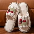 thumbnail image 6 of NexTorq Striped Dachshund Fuzzy Open Toe Slippers for Women Wide Large Size Slip On Indoor Bedroom House Slippers Soft Fluffy Comfort Womens Home Footwear, Khaki, 7, 6 of 9