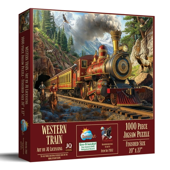 SUNSOUT INC - Western Train 1000 piece Jigsaw Puzzle for Adults by Artist: JQ Licensing - Finished Size 20" x 27" - MPN# 71812