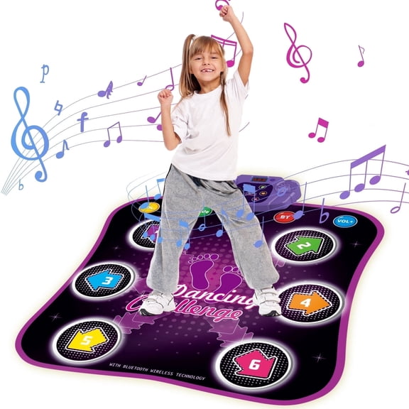 JUGAAD LIFE Dance Mat Toys for 3-10 Year Old Girls, Dance Pad with 6-Button Wireless Bluetooth Music with 5 Game Modes, Birthday Gifts for Girls & Boys Ages 3 4 5 6 Years Old