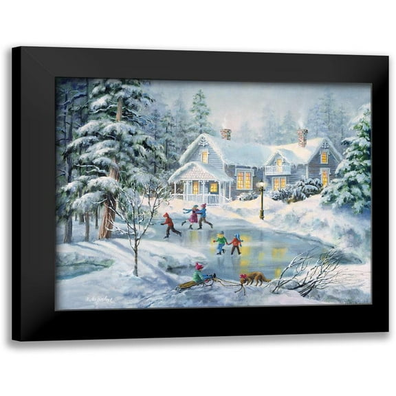 A Fine Winters Eve 14x12 Black Modern Framed Museum Art Print Titled - Boehme, Nicky