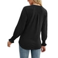 thumbnail image 6 of TEMOFON Womens Tops Long Sleeve Shirts Fall Casual V-neck T-Shirts Loose Puff Long Sleeve Tops Tunic Flowy Blouses Dressy Lightweight Pullover Sweatshirts Solid Color Black Size L, 6 of 6
