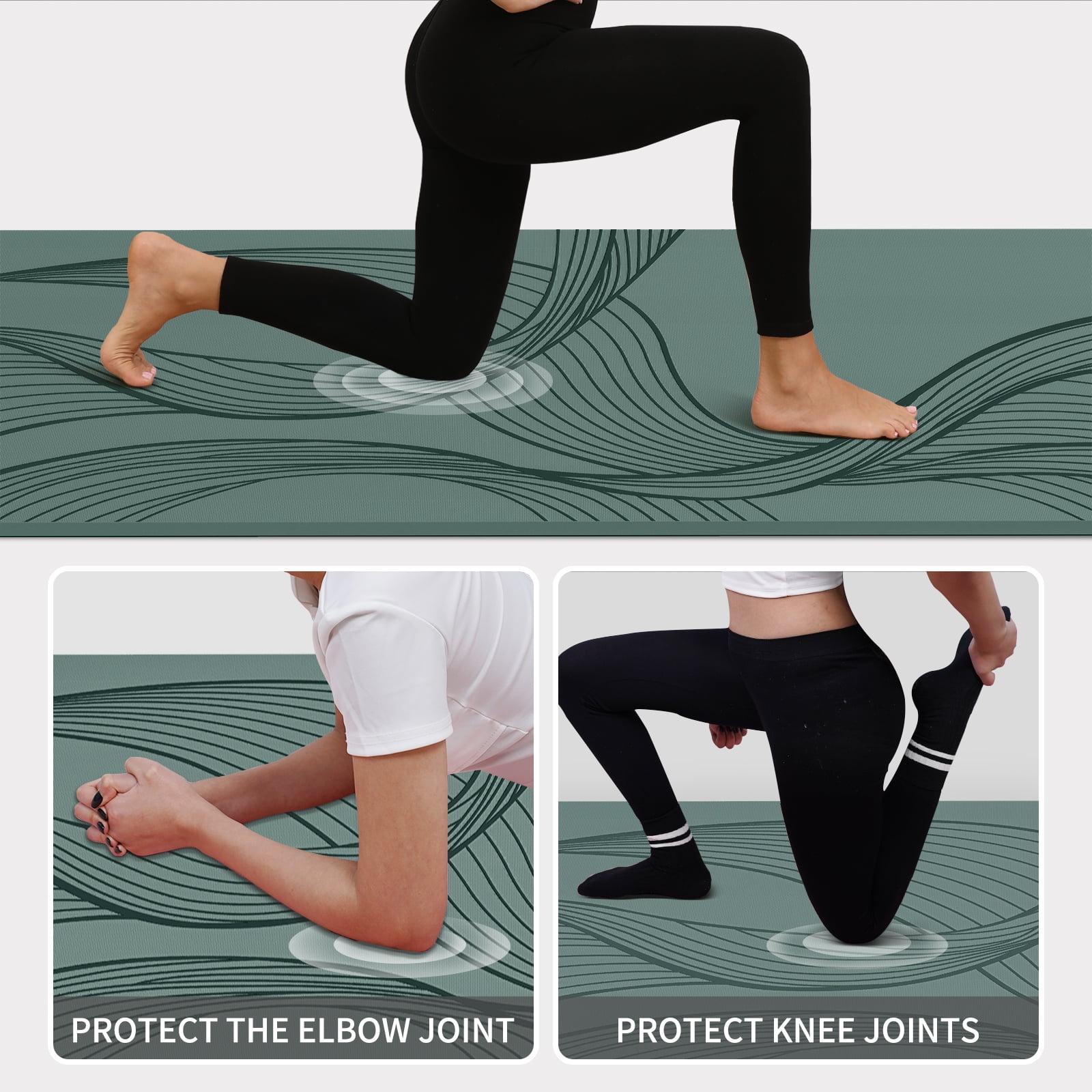 4W Wide Yoga Mats, Extra Large 35" x 72" Pilates Matt, 10mm Thick Non Slip, TPE Tear-Resistant Exercise Mats for Home Workouts (Green)