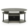 thumbnail image 3 of Pemberly Row Engineered Wood Oval Coffee Table with Bin in French Oak Gray/Black, 3 of 6