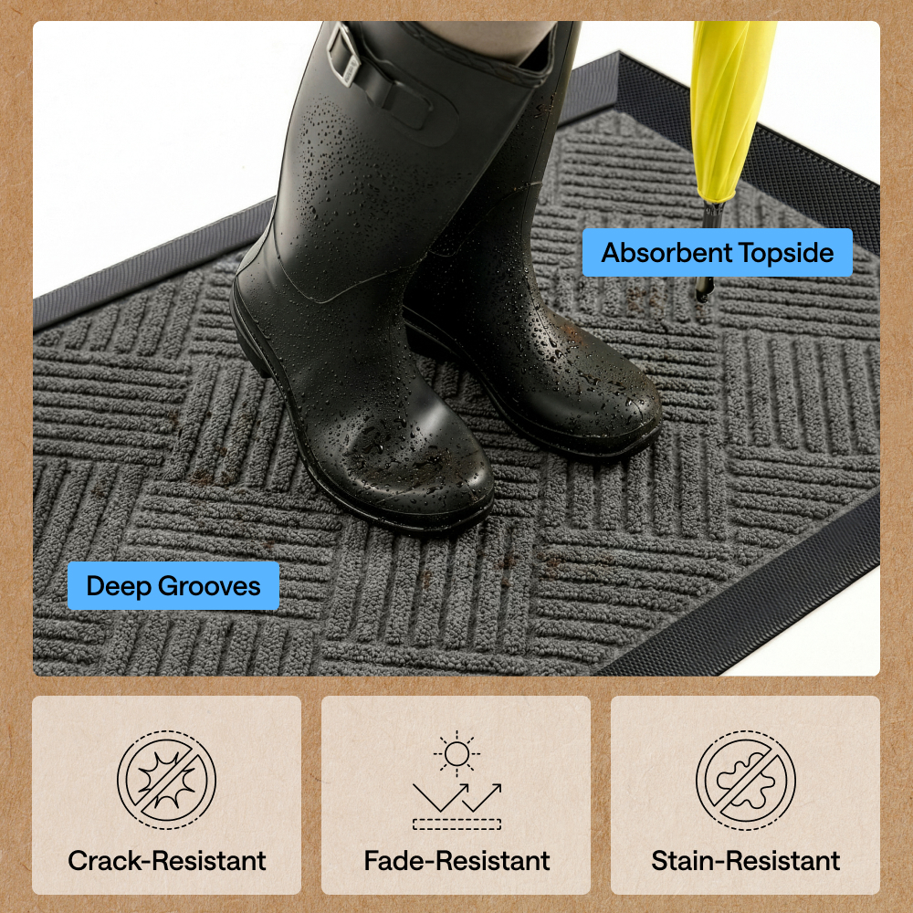 Gorilla Grip Weathermax Outdoor Doormat, Gray Diamond photo 5
