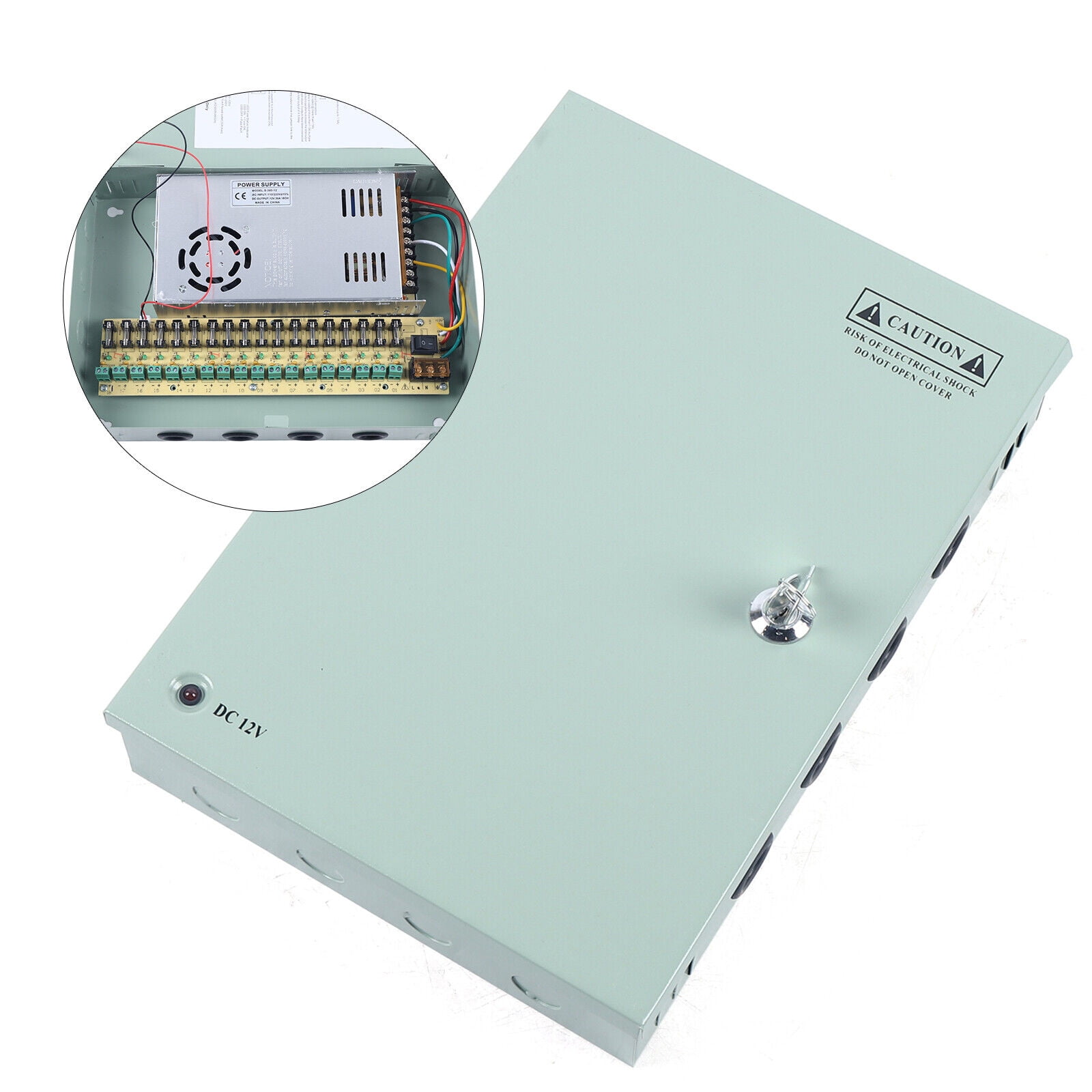 Miumaeov 12VDC 30A Channels Power Supply Distribution Box for Security Camera CCTV DVR System