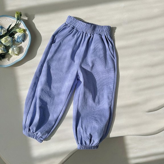Eltusu Boys Sweatpants, Soft Elastic Waist Spring Fall Casual Athletic Joggers Blue Size 6 T