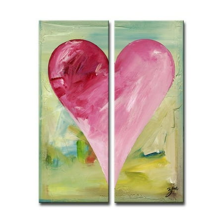 Ready2hangart Zane Heartwork 'Mumbai' Watercolor Paint Print Multi-Piece Image on Canvas in Green/Pink