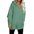 thumbnail image 2 of Womens Casual Loose Zipper Solid Color Long Sleeve Hoodies Sweatshirts Rayon Sweatshirt Long Loose Sweatshirts Women Womens Snap Front Sweatshirt All Sweatshirt with over Hoodies for Women Fall, 2 of 7
