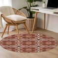 thumbnail image 4 of Round Rugs 3Ft, Brown Boho Round Area Rug Washable Indoor Throw Carpet, Retro Farmhouse Abstract Floral Motifs Small Non Slip Circle Rug for Bedroom Living Room Home Decor Aesthetic, 4 of 8