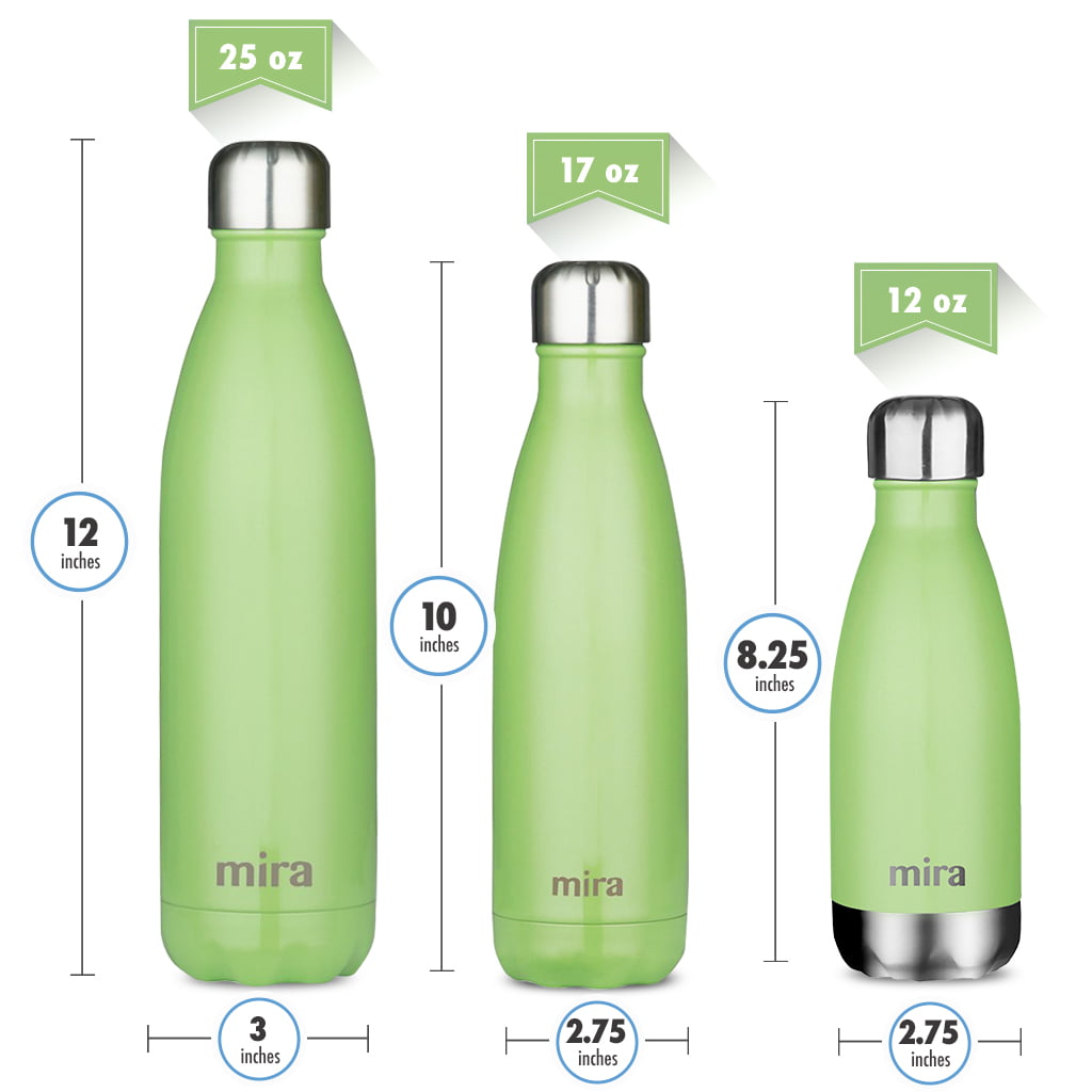 MIRA Insulated Vacuum Double Wall Stainless Steel Water Bottle 12oz Cactus Green 