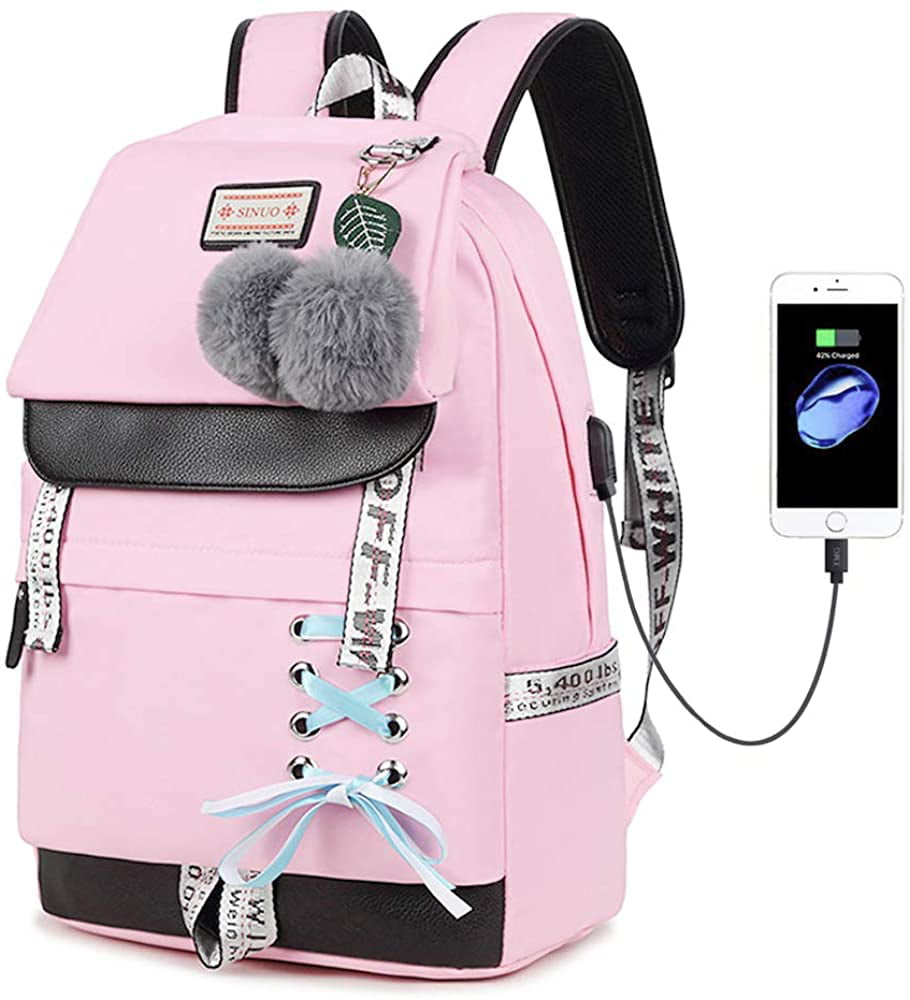 Kyusong Womens Backpack Multifunction School Shoulder Bag Anti-Theft 16 Inchs Rucksack Handbag with Headphone Jack