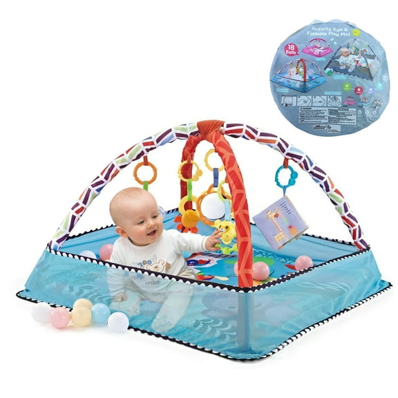 Ltrototea Playpen Play Mat in Blue,Compact Packaging, Space-Saving, Includes Ocean Balls for Baby's Immersive Fun