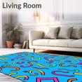 thumbnail image 2 of ODIKA 6'x9' Machine Washable Non-Slip Area Rug, Whimsical Alphabet Maze Featuring Playful Letter Trails High Traffic Rug, Blue, 697297, 2 of 7