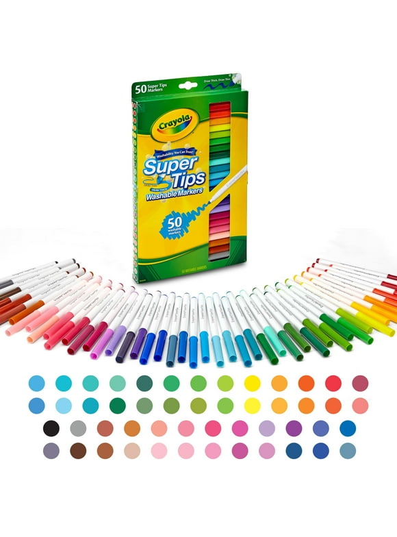 Crayola Super Tips Washable Markers, Back to School Supplies, Art Toys, 50 Assorted Colors, Child