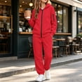 thumbnail image 6 of Unisex Kids Tracksuit Set, Zip Up Hoodie & Sweatpants 2 Piece Sweatsuit, Teen Boys Girls Athletic Fleece Sweat Suit, Casual Hooded Jogger Sportswear Outfit (Red, 10-11 Years), 6 of 7